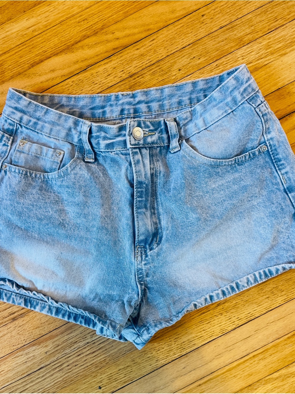 Light Wash High-Rise Denim Shorts